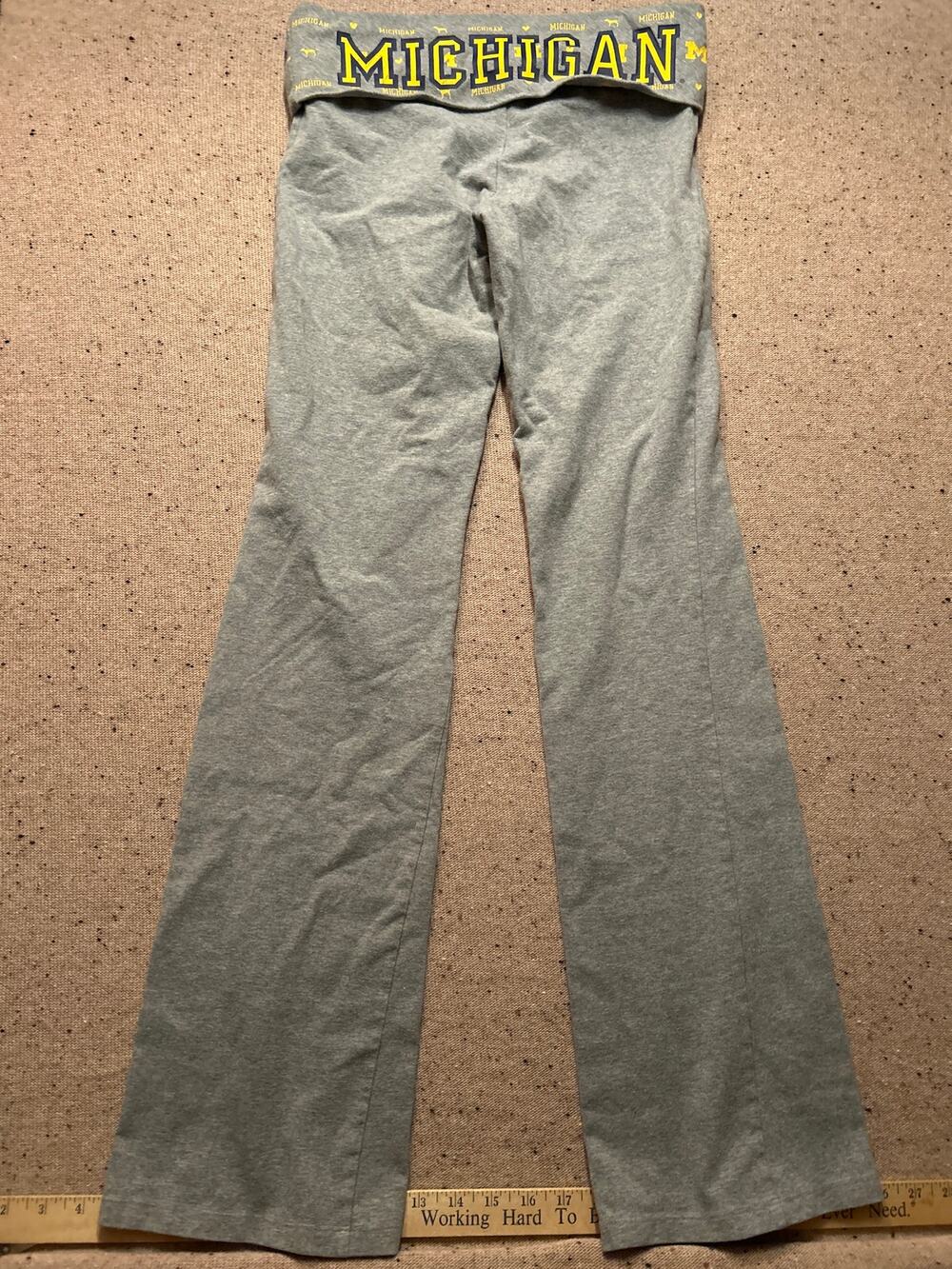 Y2k Pink Victoria's Secret Fold Over Boot Cut Yoga Pants U of M Michigan Small